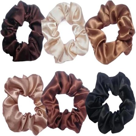 6-pak Hårscrunchies Hestehaleholdere Farverige Hestehaleholdere Satin til Piger Kvinder Bløde Hårscrunchies Elastiske Hårbånd