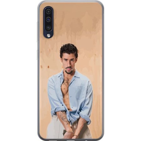 Kompatibelt Mobildeksel til Samsung Galaxy A50 Bad Bunny Super Bowl-inspirert grafikk med NFL-trofé og San Francisco-bro i sportdesign