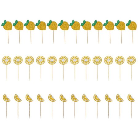 36 stk. Kreative Citron Cupcake Toppers Frugtfest Kagedekorationer til Sommergul_tfrf
