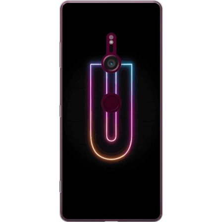Kompatibel Mobilcover til Sony Sony Xperia XZ3 Minimalistisk neonbogstav U i farverig lyseffekt mod sort baggrund