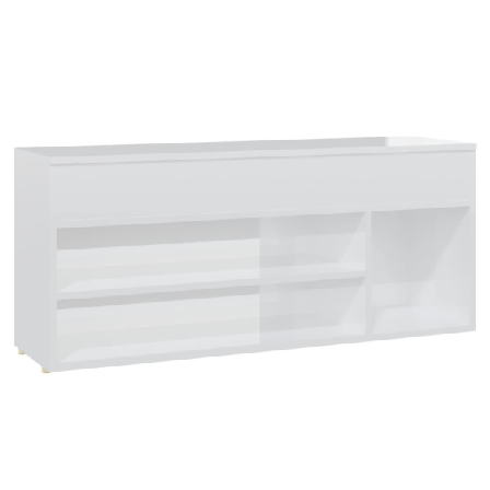 Vidaxl Skobänk Vit Högglans 105x30x45 Cm Konstruerat Trä Vit