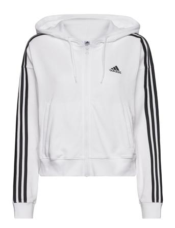Essentials 3-Stripes French Terry Bomber Full-Zip Hoodie Adidas Sportswear White