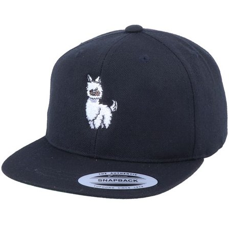 Kiddo Cap - Svart snapback Keps - Kids Cute Llama Black Snapback @ Hatstore