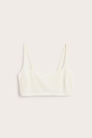 Kappahl | Stanik bez fiszbin, z rozciągliwej koronki. Offwhite M | Offwhite