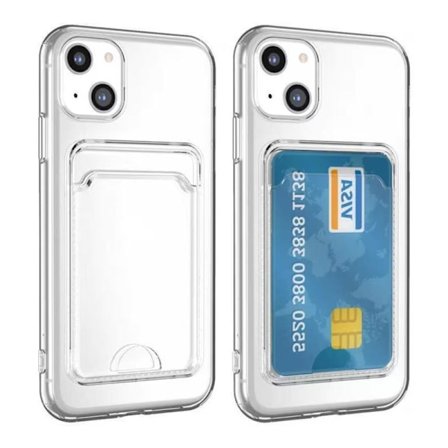 iPhone 15 Plus Stöttåligt Skal med Korthållare - Transparent