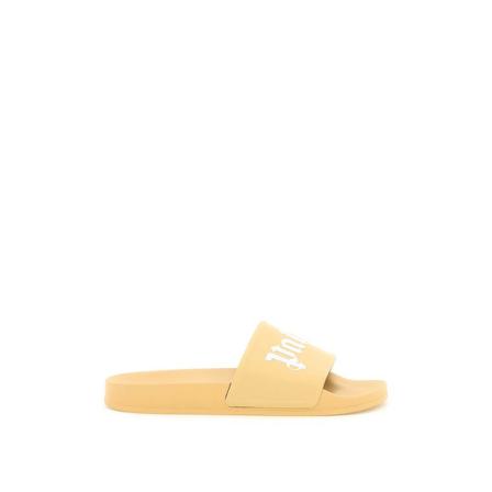 Palm Angels, pool slides with logo Beżowy, Mężczyzna, Rozmiar: 43 EU