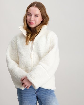 Gina Tricot Young Y pile zip jacket Cremefarvet Jakker Pige - Kids Brand Store