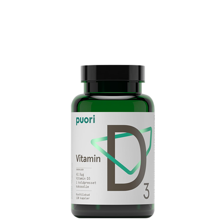 Puori D3-Vitamin + Kokosolje 120 kapsler