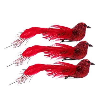 3 stykker jul simulering fugle glimmer fjer fugle figurer juletræ dekoration