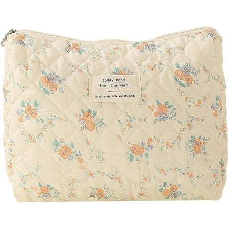 Makeup taske med stor kapacitet toilettaske floral makeup organizer taske bomuld makeup taske rejse makeup pung,A