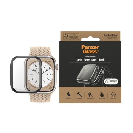 Panzer Screen Protection Full Body Apple Watch Series 9 | 8 7 45mm Black PanzerGlass - High quality tempered glass screen protector