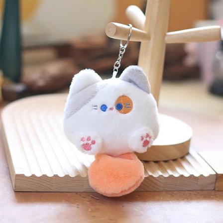 Kawaii blødt udstoppet dyr Lille kat nøglering Plys taske Bil Pe