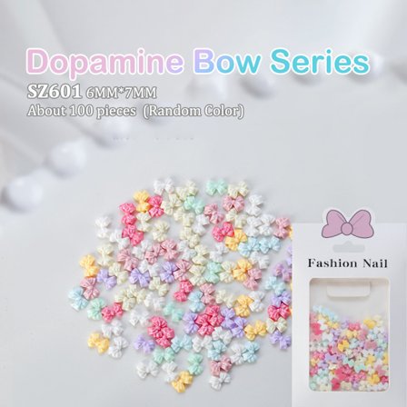 100 stk/pose Mini Sløjfe 3D e Nail Art dekorationer skinnende sløjfe Orn