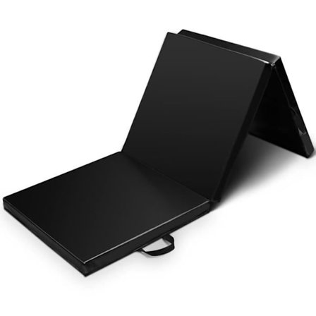 COSTWAY Foldbar Gymnastikmåtte 180 x 60 x 5 cm Bærbar fitnessmadras til fitness, yoga, sport, træningssort