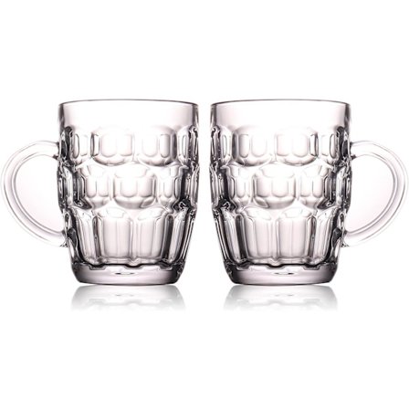 0,57 liter ølkrus med fordybninger, sæt med 2 - kraftigt britisk pubglas med håndtag