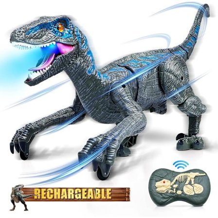 Fjernkontroll Dinosaur Toys 2.4G Robot Dinosaur Toys Elektronisk Dinosaur Walking Roaring Blue