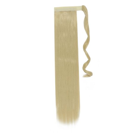 Syntetisk hår 18/24 tommer langt lige hestehale vikle rundt hestehale klip i hårforlængelser Sort hårstykke Hovedbeklædning