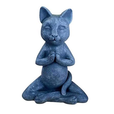 Juldekorationer katt buddha meditation kattstaty trädgård utomhus