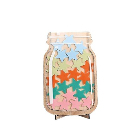 Palkintopurkki lapsille tähdillä, luokkahuoneen päivittäinen harjoittelupalkintotaulu, luokkahuoneen palkintopurkki merkeillä, askaretaulukko