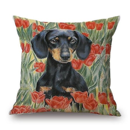 Dachshund Hundesofaputetrekk Pølsehund Maleri Bomullslin Dekorative Putetrekk Soverom Sofa Hjemmedekorasjon 45x45cm