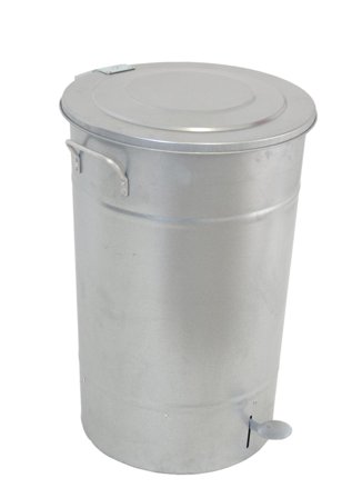 Hykab 11820 Soptunna med tramp, galvaniserad, 30 l, silver, Förvaring