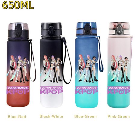 650 ml KPop Demon Hunters vandflaske med klapdæksel - perfekt til rejser, fitness og gaver