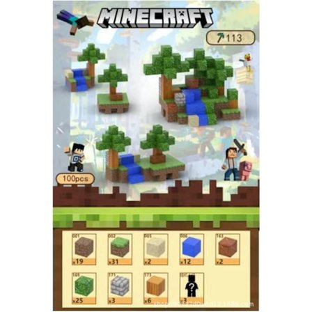 Minecraft byggklossar, inklusive 100 sexsidiga magnetiska leksaker med 3 dockor (Jungle Creek)