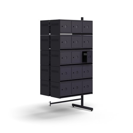 Schuhschrank ENTRY, Unterbau-Anbauelement, 30 Metalltüren für Etiketten, 1800x900x600 mm, anthrazit