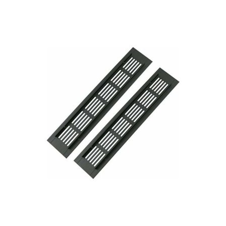 CRUEL 2-pack rektangulära aluminiumdörrventiler - 250 x 50 mm - insektsnät för husbil, garderob, kök etc. - svart