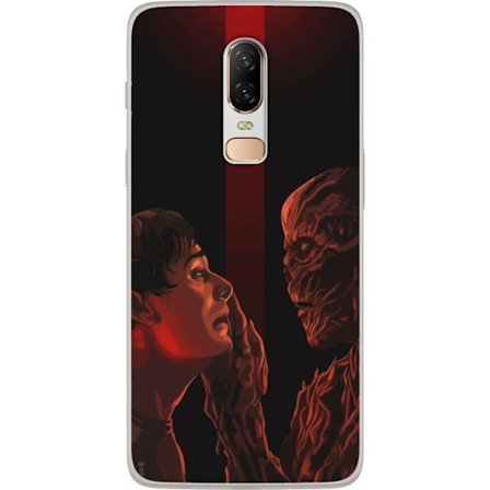 Kompatibel Mobilcover til OnePlus OnePlus 6 Mørk fantasyillustration, der viser mødet mellem menneske og monster med stærkt drama og psykologisk in