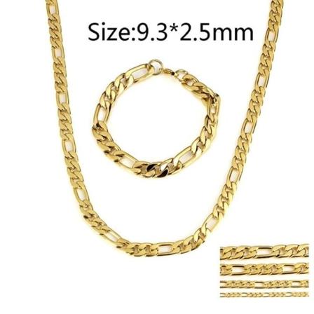 Rustfrit stål halskæde + armbånd sæt 9,3*2,5 mm