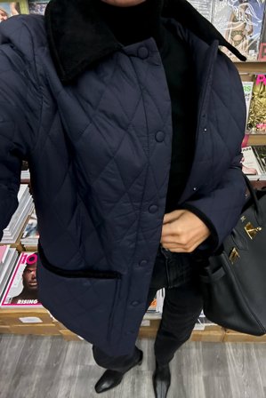 Claire Rose x NA-KD Steppjacke mit Kordelzug - Steppjacken - Marineblau - EU 32