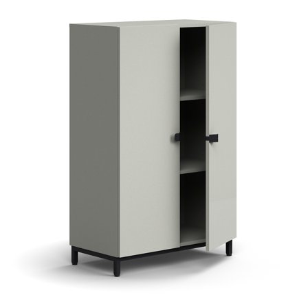 Schrank QBUS, 1252x800x420 mm, schwarz, hellgrau