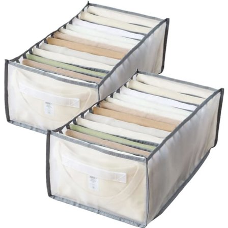 Opbevaringsorganisatorer til tøj til bukser, jeans, trøjer, T-shirts, sammenklappelige opbevaringskasser med rum, skuffeinddelere, organisator (12 rum