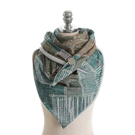 Dam Kontrastfärg Rutig Stor Triangel Sjal Med Klämma Vinter Höst Halsduk Snood Termisk Filt Poncho Sjal