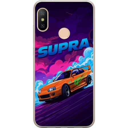 Yhteensopiva Puhelinkuori Xiaomi Redmi 6 Pro Toyota Supra driftaamassa neonvärisellä savulla, nopeuden tunteella ja yöllisessä katukilpailuympäri