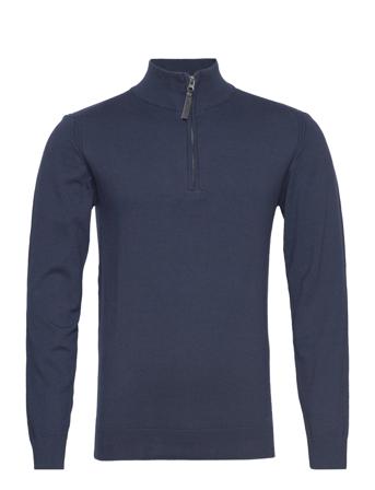 Ancona Knitwear Half Zip Pullover Navy INDICODE