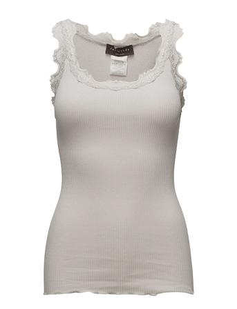 Silk Top W/ Lace T-shirts & Tops Sleeveless Hvit Rosemunde*Betinget Tilbud