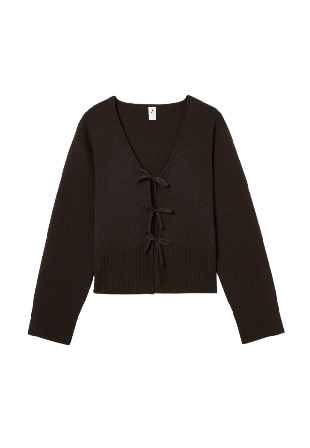 Å WOMAN Cardigan med knytband KERSTIN Stickat Brun XL