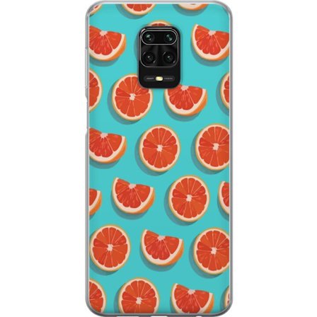 Kompatibelt Mobildeksel til Xiaomi Redmi Note 9S Illustrert mønster med gjentatte grapefrukt skiver mot en turkis bakgrunn