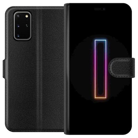 Kompatibel Tegnebogsetui til Samsung Samsung Galaxy S20+ Minimalistisk neonbogstav I i regnbuefarver mod mørk baggrund