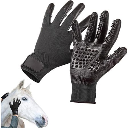 Multifunktionelle hestebørstehandsker, gummi hestemassagehandsker, hestepleje børste, åndbar hestehårfjerningshandske til vask, pleje