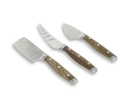 HOLM Ostesett 3 deler rustfritt stål/akasietre