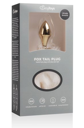 Kjøp Easytoys Fox Tail Plug Gold/White - Analplugg med hale | God pris