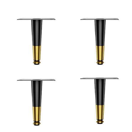 4 st Möbelfötter Svart och Guld Rak Konisk