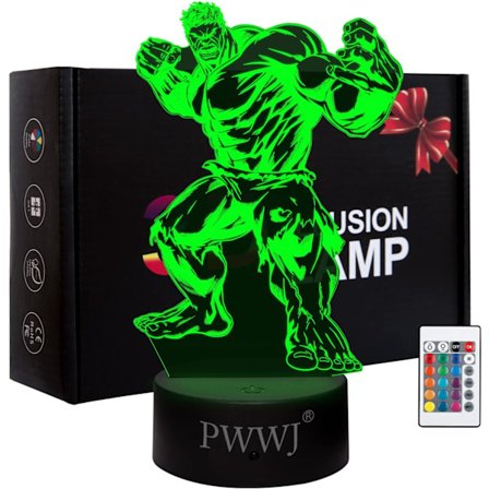 WJ 3D nattlys, gutteleker gaver, 3D illusjonslampe fargeskiftende LED akryl RGB-lys for fans leker, barneromsdekor, bursdag, jul