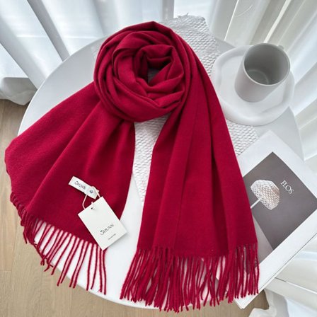 Enfärgad cashmere scarf sjal dam vinter exklusiv mångsidig 250g höst och vinter ny varm scarf