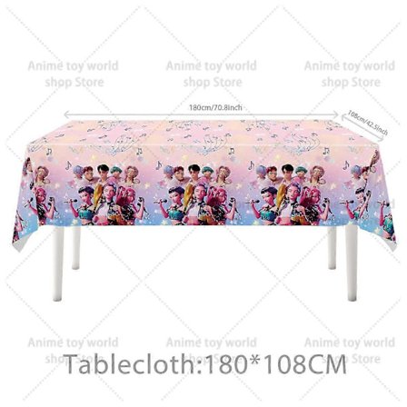 KPop Demon Hunters Barnkalasset – Tallrikar, Muggar, Ballonger, Tårtdekorationer, Bordsdukar, Bordsdekorationer Bordsduk 1 st