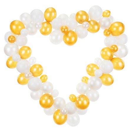 Ballonggirlang Hjärta Vit & Guld