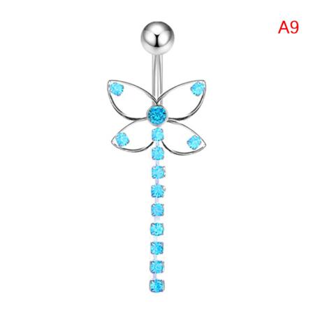 Zirkon Dangle Navelringar Hjärta Fjäril Navel Ring Paj